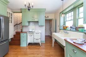 Dark green kitchen cabinets with wood countertops. 75 Beautiful Kitchen With Green Cabinets And Wood Countertops Pictures Ideas August 2021 Houzz