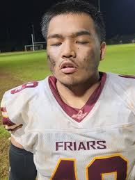 The FD Friars begin their quest for a 10th straight high school football  title with a dominating 54-0 win over the JFK Islanders. , Junior running  back Brock Aguon #13 led a balanced attack with two ...
