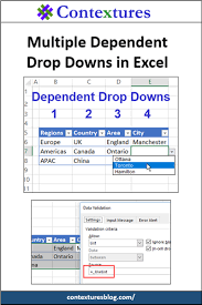 Create Multiple Dependent Drop Downs In Excel Region Country Area City Requires 2 Tables 3 Named Ranges No Macros Data Validation Microsoft Excel Drop