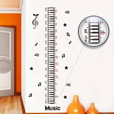 Us 5 31 30 Off Romantic Music Notes Height Sticker Kids Children Wall Stickers Cartoon Child Height Chart Wall Decals Home Decor In Wall Stickers