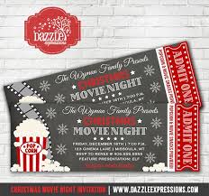 Printable Christmas Movie Night Ticket Invitation Holiday Party Chalkboard Invitation Hol Christmas Movie Night Kids Christmas Party Christmas Party Themes