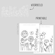 Bloementuin Raamtekening Krijtstift Raam Kunst Brief