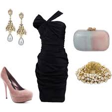 Black Dress With Pastel And Gold Accessories Black Dress Black Fashion Little Black Dress