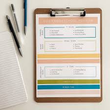 Visual schedules, or visual daily routine charts, are a wonderful way to help ease transitions and reduce meltdowns for children. Free Printable Homeschool Routine Featuring A Flexible Block Schedule