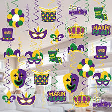 Second line mardi gras gator bead necklace. Tifeson Mardi Gras Hanging Swirl Decorations 36 Pcs Mardi Gras Crown Mask Ceiling Hanging For Mardi Gras Party Mardi Gras Birthday Party New Orleans Theme Party Decor Gold Green Purple Buy Online In