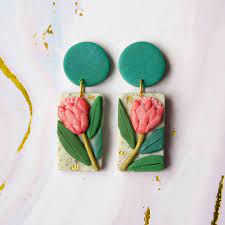 Protea Clay Earrings Clay Earrings Polymer Clay Earrings Clay
