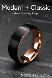 Black And Rose Gold Wedding Band Men S Black And Rose Gold Wedding Ring In 2020 Mens Wedding Bands Tungsten Wedding Bands Modern Wedding Rings