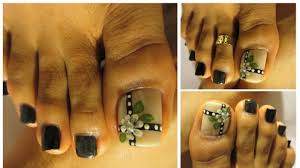 Manicure y pedicure diseños flores. Pedicure Floral Facil Con Negro Flower Design Toe Nail Art By Laydec Dc