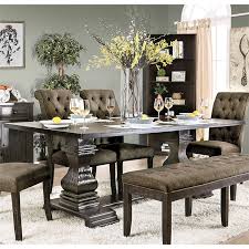 A master woodworker's skill combined with the finest responsibly harvested kiln dried, solid hardwoods create usa made furniture that is destined to be a family heirloom. Furniture Of America Kabini Rustic Wood Pedestal Dining Table In Antique Black Idf 3840t