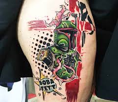 It has the edginess of the helmet, along with the cartoonish feeling blaster. Boba Fett Tattoo By Vinicius Menoli Post 24704