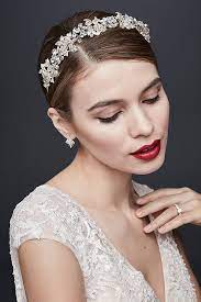 Crystal Petals And Clustered Leaves Headband David S Bridal Wedding Hair Accessories Bridal Makeup Wedding Headpiece Hairstyles