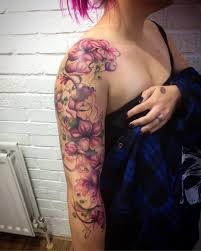 Tattoos By Olive On Instagram Watercolour Cherry Blossom Sleeve Done Last Week Briarrose Floral Tattoo Sleeve Watercolor Tattoo Sleeve Violet Tattoo