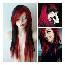 Dark blue balayage + black hair. Long Straight Hair Black Red Ombre Multi Color Synthetic Hair Wigs Cosplay Ebay