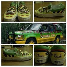 Jurassic Park Diy Vans Skate Shoes Colors Match The Vehicle From The Park Tour The Only Thing That Would Make Them P Vans Skate Shoes Diy Shoes Jurassic Park