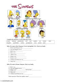 She's mexican and she speaks english and spanish. Family Using The Simpsons Worksheet