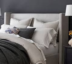 Upholstered platform bed king with footboard bed storage. Elliot Shelter Upholstered Headboard With Footboard Storage Platform Bed King Basketweave Slub Ivory Pottery Barn Havenly