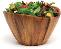 The servers are the perfect accessory for your bowls; Lipper International 1174 Acacia Wave Salad Serving Bowl