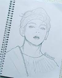 Image of btsvfanart twitter search. V Bts Drawings Bts Drawings Taehyung Fanart Sketches