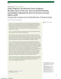 The evaluation was conducted among key informants in the national cancer registry (ncr) and reporting facilities from febmay. Pdf Global Regional And National Cancer Incidence Mortality Years Of Life Lost Years Lived With Disability And Disability Adjusted Life Years For 29 Cancer Groups 1990 To 2016 A Systematic Analysis For The Global