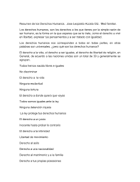Esto significa que un conjunto de derechos no puede disfrutarse plenamente sin. Resumen De Los Derechos Humanos Jose