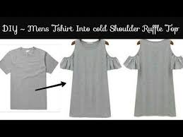 No Sew Diy Convert Men S Old T Shirt Into Cold Shoulder Crop Top Youtube Cold Shoulder Crop Top Refashion Clothes Cold Shoulder Top Diy