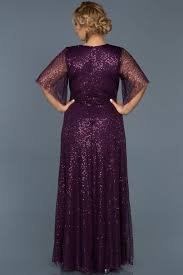 Mor V Yaka Payetli Buyuk Beden Elbise Abu514 Elbise Kiyafet The Dress