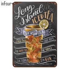Blackboard Cocktails Metal Wall Signs In 2020 Long Island Iced Tea Long Island Iced Long Island Iced Tea Recipe