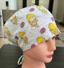 Bart Simpsons Scrub Cap Euro Style for Women, Nurses and Doctors
