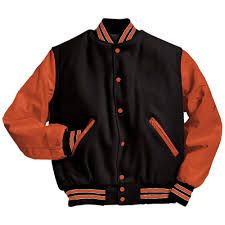 Black And White Varsity Jacket Black And Orange Varsity Letterman Jacket With Orange And White Stripes Custom Varsity Jackets Varsity Letterman Jackets Leather Sleeve Jacket