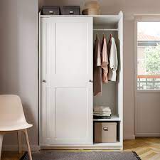 Hauga Schuifdeurkast Wit 118x55x199 Cm Ikea In 2021 Sliding Wardrobe Doors Sliding Doors Ikea Wardrobe