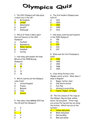 The summer olympics, therefore, take place once . Olympics Quiz Teaching Resources