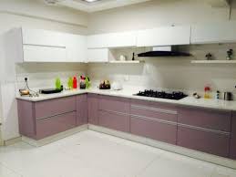 Black And White Combination Modular Kitchen Lavender Blush And Clssic White Pu Finished Modular Kitchen Kitchen Interior Purple Kitchen Kitchen