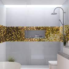 Echelle en bois, frise adhsive en pvc imitation carreaux de ciment, miroir. Pack De 6 Stickers Frises Carrelages Effet Dore Frise Carrelage Carrelage Stickers Carrelage