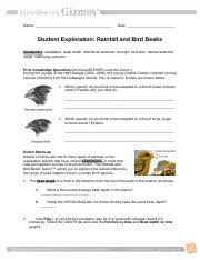 Each type and length of beak a finch can have is already in the gene pool and adaptive mechanisms of finches. Student Exploration Rainfall And Bird Beaks Answer Key Docx Student Exploration Rainfall And Bird Beaks Answer Key Download Student Exploration Course Hero