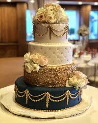 Weddingcake Navyandgold Heritage Hotel Wedding Cakes Southbury