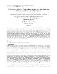 Pdf Evaluation Of Different Forklift Battery Systems Using