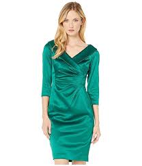 3 4 Sleeve Stretch Satin Cocktail Dress In 2020 Satin Cocktail Dress Dresses Stretch Satin