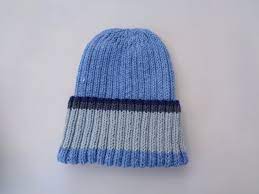 Xl Mens Hat Stonewash Blue Gray Hand Knit 100 Wool Beanie Hat Watch Cap With Brim Natural Fiber Extra Large Wool Hats For Men Hand Knitting Knitting