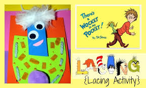 Funny ð¡at in the hat coloring pages for kids printable free dr. There S A Wocket In My Pocket Lacing Activity