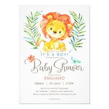 Invitacion Leon Baby Shower De La Selva Muchacho O Chica Zazzle Com Lion Baby Shower Lion Baby Shower Invitations Baby Shower