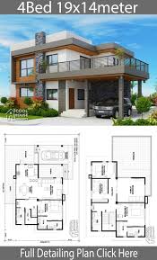 Les dimensions sont très importantes et feront en sorte que votre plan de maison moderne 4 chambres accueille vos invités par exemple. Plan De Design De Maison 19x14m Avec 4 Chambres Duplex House Design Modern House Plans House Designs Exterior