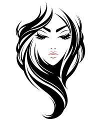 Illustration Of Women Long Hair Style Icon Icon Women Face On White Hair Illustration Long Hair Drawing Long Hair Styles