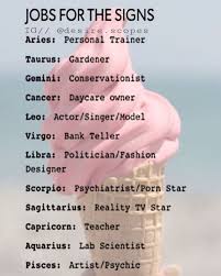 Jobs For Zodiacs Zodiac Signs Leo Zodiac Signs Pisces Zodiac Signs Gemini