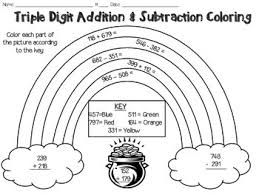 Princess and raja subtraction mural. St Patrick S Day Coloring Page Triple Digit Addition Subtraction