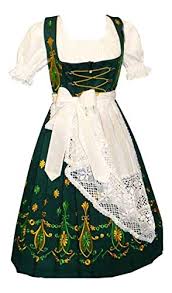 dirndl trachten haus 3 piece long german wear party oktoberfest waitress dress 10 40 green