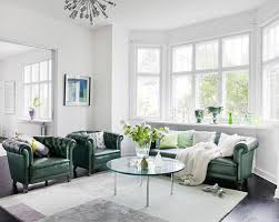 Emerald Green Living Room With Green Chesterfield Sofa And Green Leather Club Chairs Leather Living Room Furniture Green Leather Sofa Living Room Leather