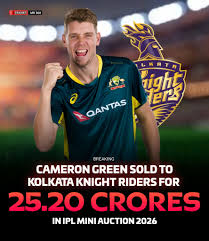🚨 𝗕𝗥𝗘𝗔𝗞𝗜𝗡𝗚 𝗡𝗘𝗪𝗦 🚨 Cameron Green becomes the most expensive  overseas player in IPL history 💲💰 SOLD TO KKR AT 25.20CR 🤯
