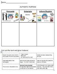 Author S Purpose Printable Worksheet Cut And Sort Reading Groups Authors Purpose Author S Purpose Worksheet Authors Purpose Activities