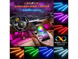 Estone Car Led Light Strip App Bluetooth Control 4pcs 36 Led Usb Plug Dc 5v Multicolor Music Car Interior Light Led Under Dash Lighting Kit For Diy Christmas Home Kitchen Car Bar