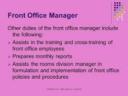 Front office manager resume examples & samples. What Are The Responsibilities Of Front Office Manager